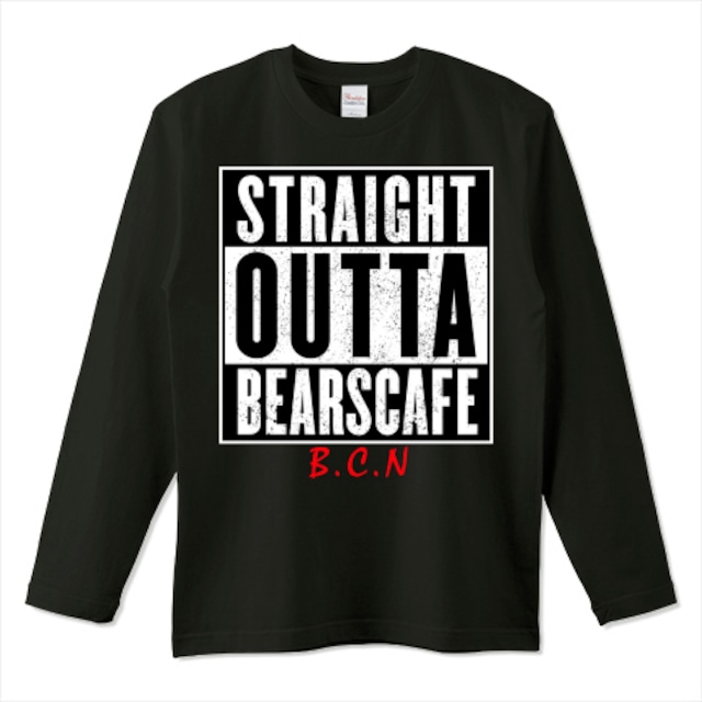 STRAIGHT OUTTA BEARSCAFE ロングTシャツ：ブラック