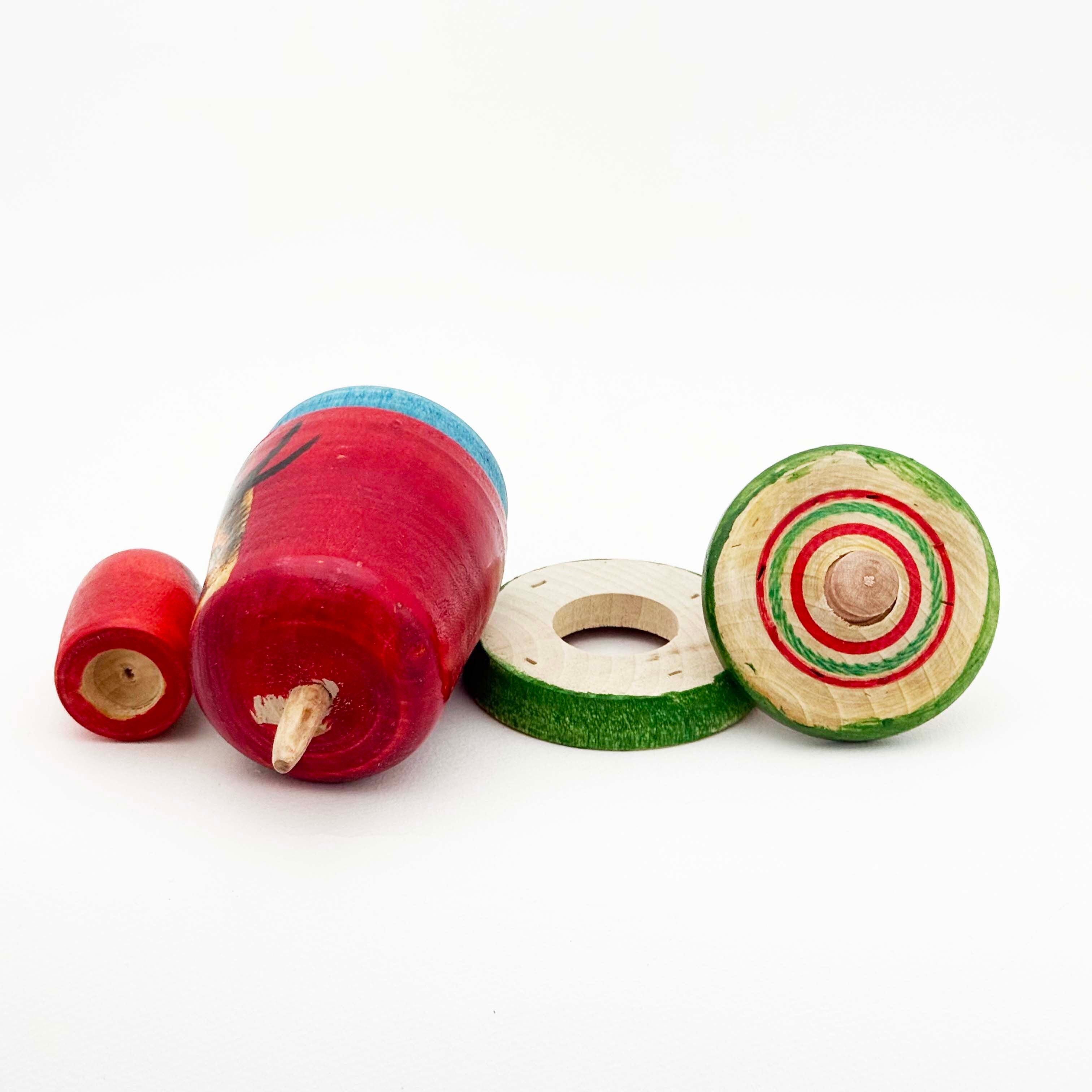 はりまや木地玩具「当てゴマ」だるま2段