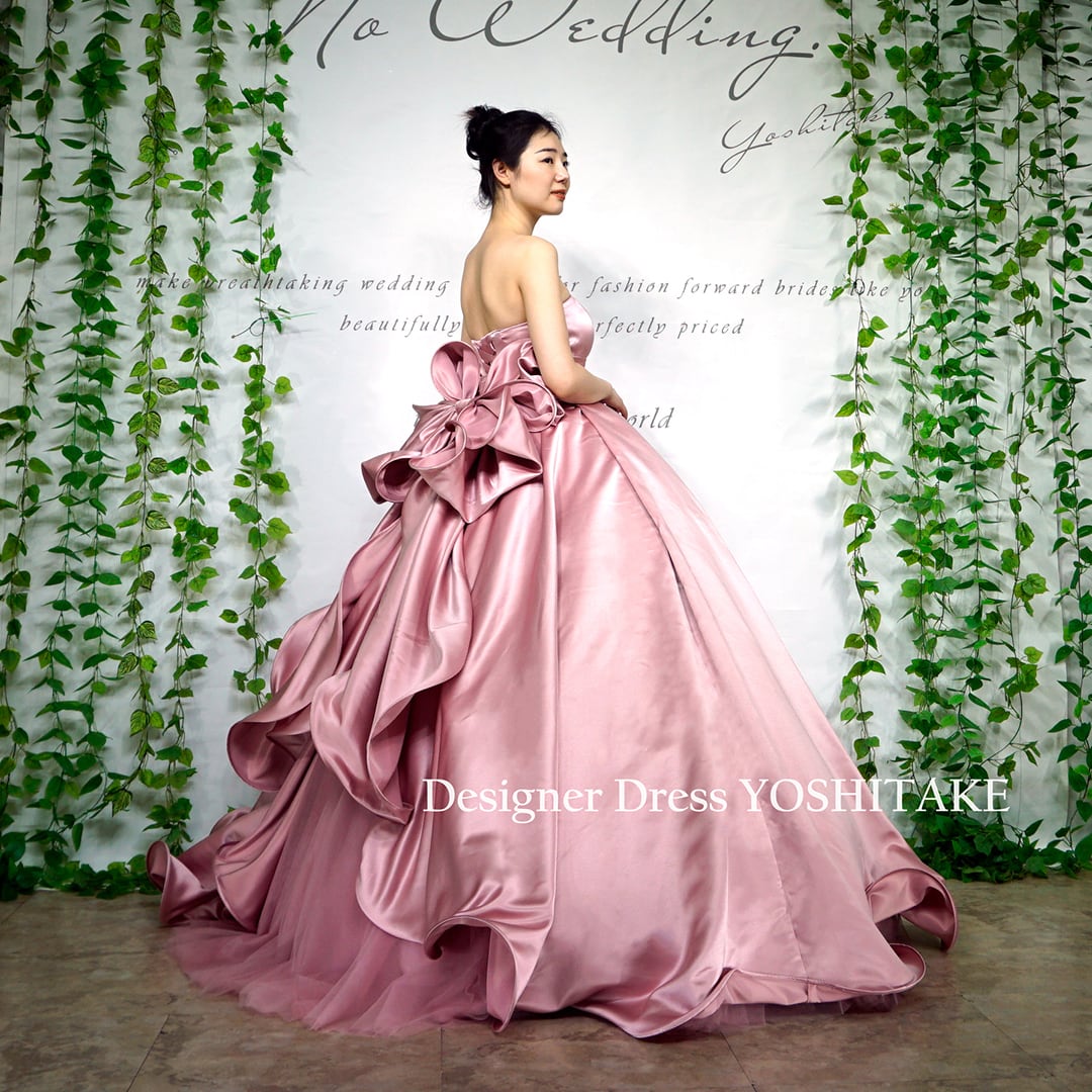 オーダー制作】ウエディングドレス(無料パニエ) 人気♪くすみピンクの  