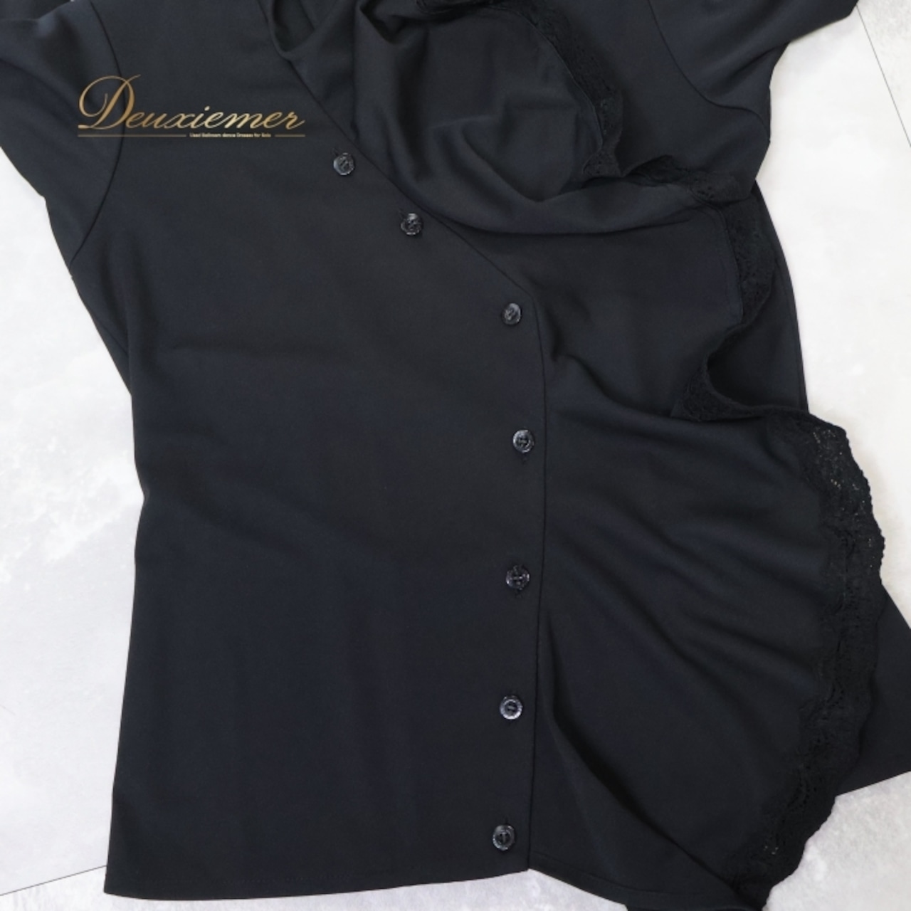 社交ダンス 衣装 タカダンス TAKADANCE トップス ブラウス 黒 無地 レース 日本製 フリル レッスン 練習 パーティ 発表会 無地 上品 綺麗 ブラック系 ダンスウェア ストレッチ フィット感 シンプル おしゃれ レディース フォーマル 大人用