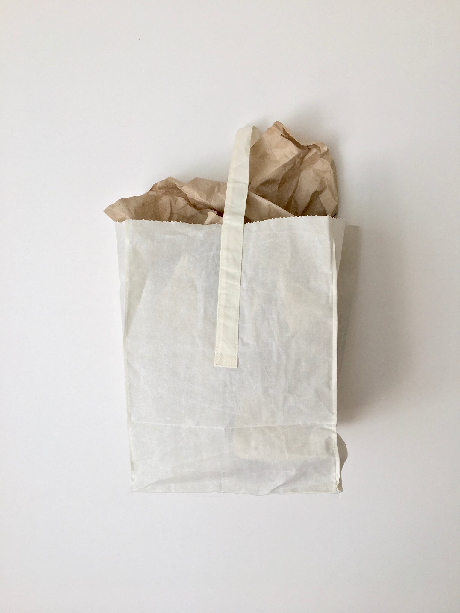グロサリーバッグ｜Grocery Bag with Handle White（PUEBCO）