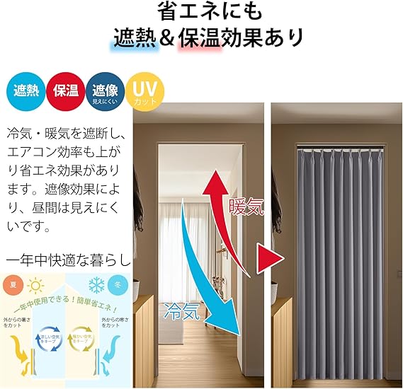 Topfinel カーテン 遮光 間仕切りカーテン 断熱 遮光カーテン 断熱