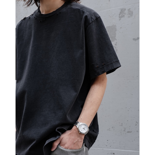 [ Professor.E ](プロフェッサーイー) 25SS-PE-TTS-05 DESTROYED TEE(WASHED BLACK)