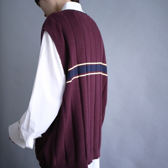 "TOMMY HILFIGER" line design loose 3D knit vest