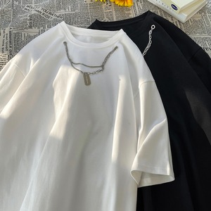 チェーンモノトーンデザインTシャツ bt0967【韓国メンズファッション】