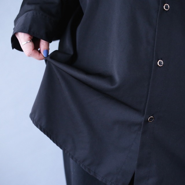 "刺繍×薔薇" one point design loose silhouette black mode shirt