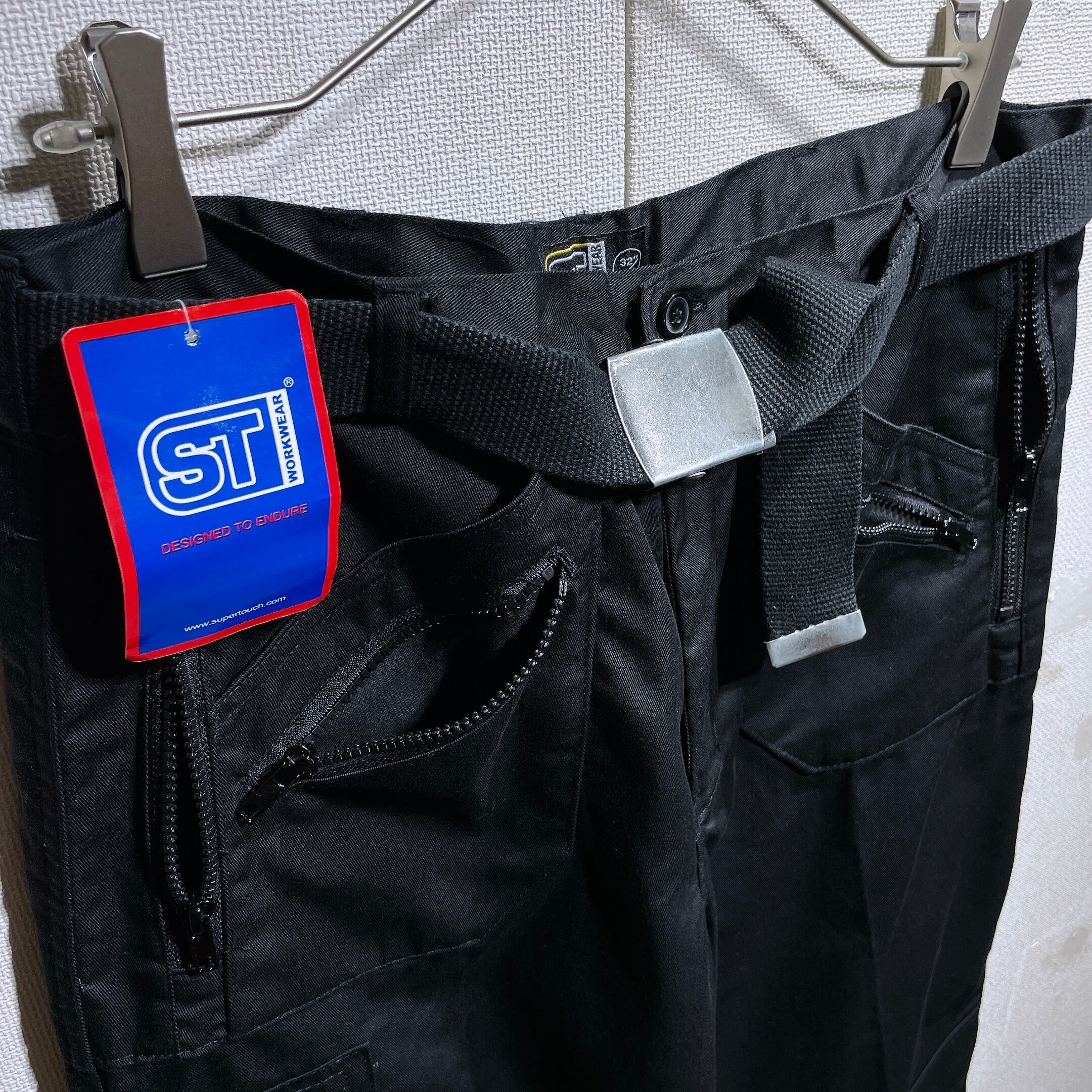 Black mode × technical multi Pockets Design Work pants (Dead stock)