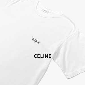 CELINE セリーヌ ルーズ オーバーサイズ スモール ロゴ 半袖 Tシャツ コットン 2X43C671Q ホワイト トップス / J&NREUSE メンズ トップス