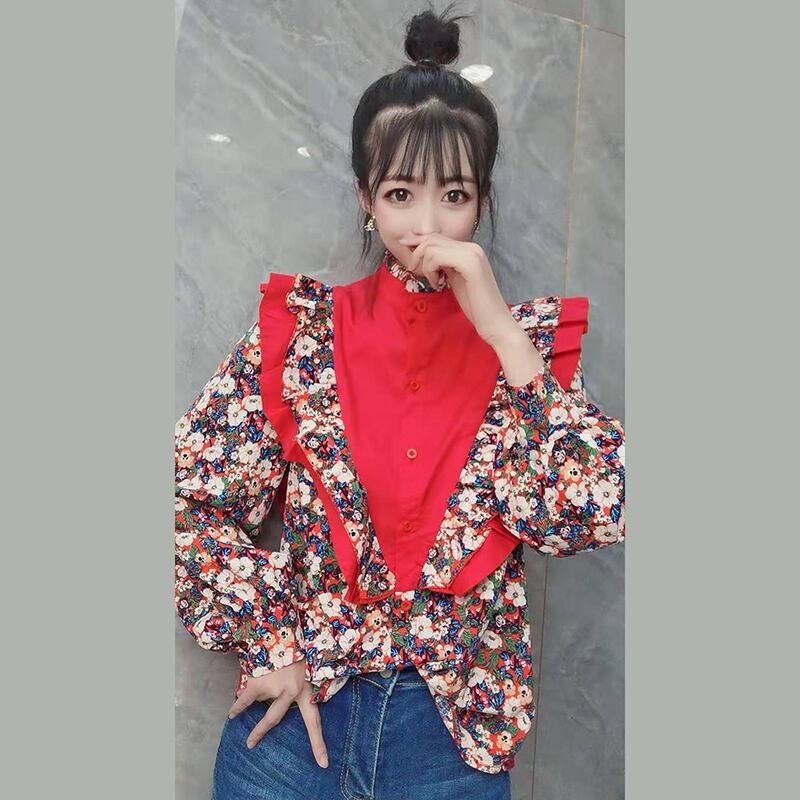 スプリングカラーフローラル 大きめサイズ 春物 花柄 ステッチ ミックスインファッション90758913263