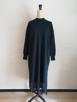 【Shiratakaknitichi】和紙ならではのさらりとした素材感♡ロング丈ワンピース　ダークネイビー