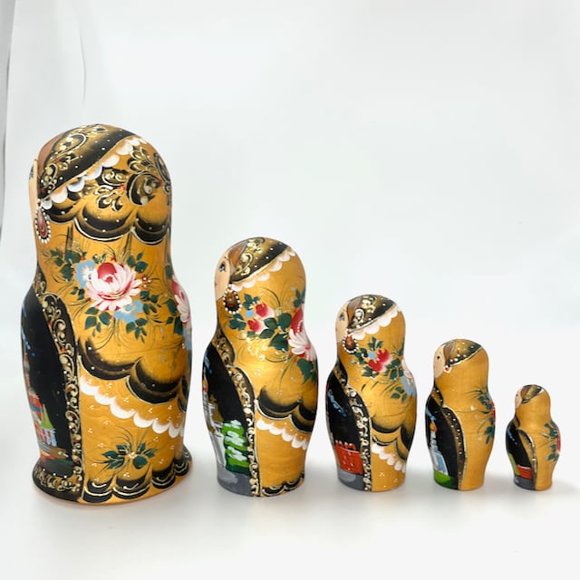 チガノワ作 マトリョーシカ 5個組 ロシア正教(金) | Romanov Online Shop