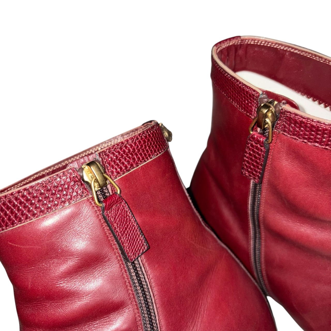 GUCCI red brown leather side-zip boots