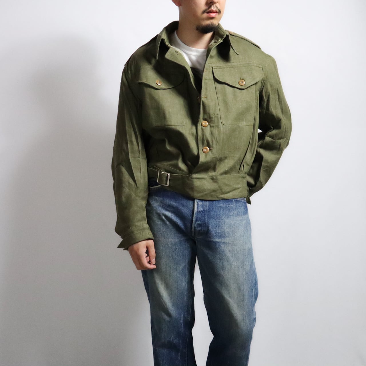 DEADSTOCK】BRITISH ARMY GREEN DENIM BATTLE DRESS JACKETイギリス軍