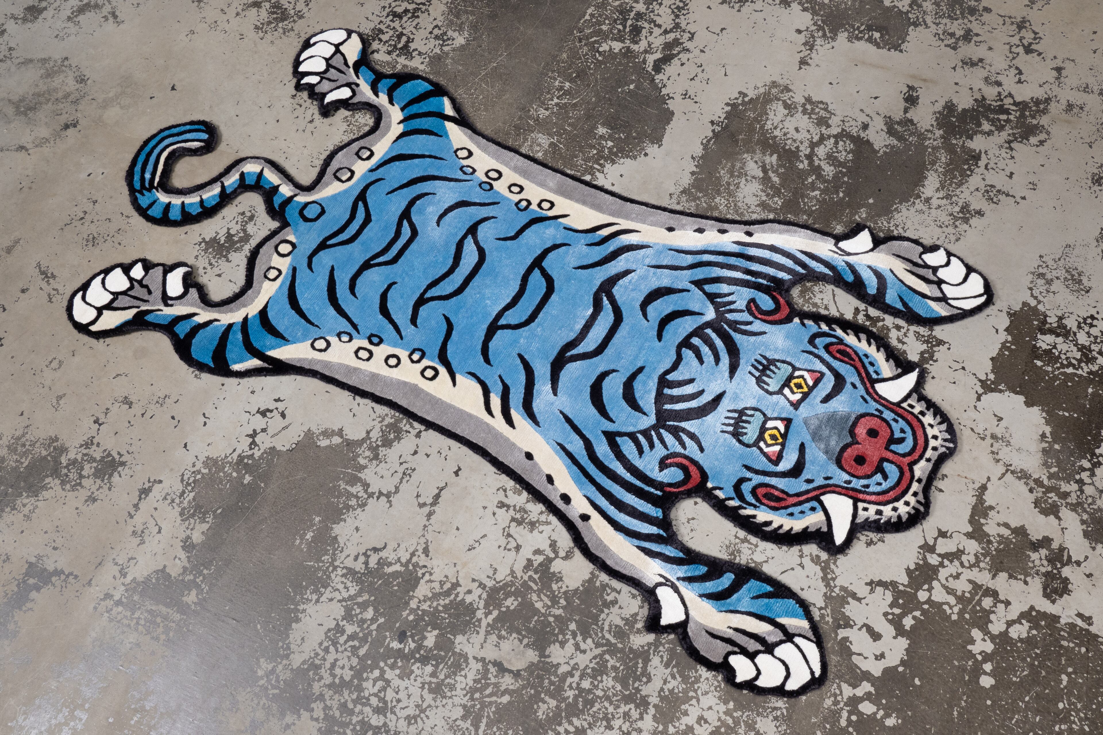 Tibetan Tiger Rug 《Mサイズ•シルク•オリジナル•ブルーバージョン057
