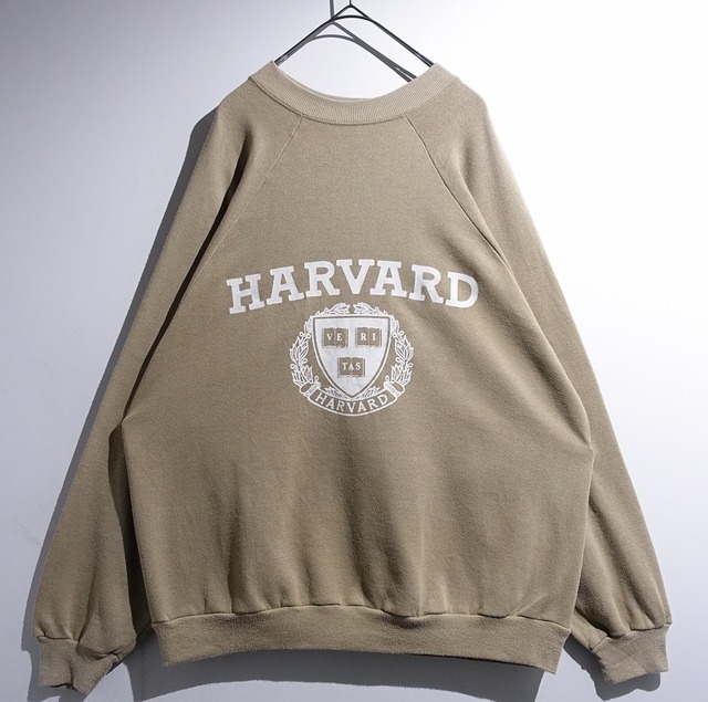 90s Beige HARVARD College Print Design Sweat