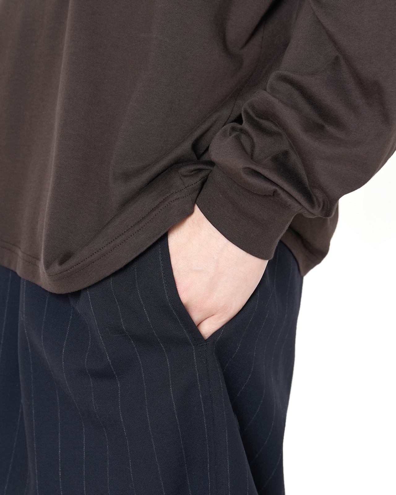 ssstein "SUVIN COTTON BASIC LS TEE〔DARK BROWN〕"