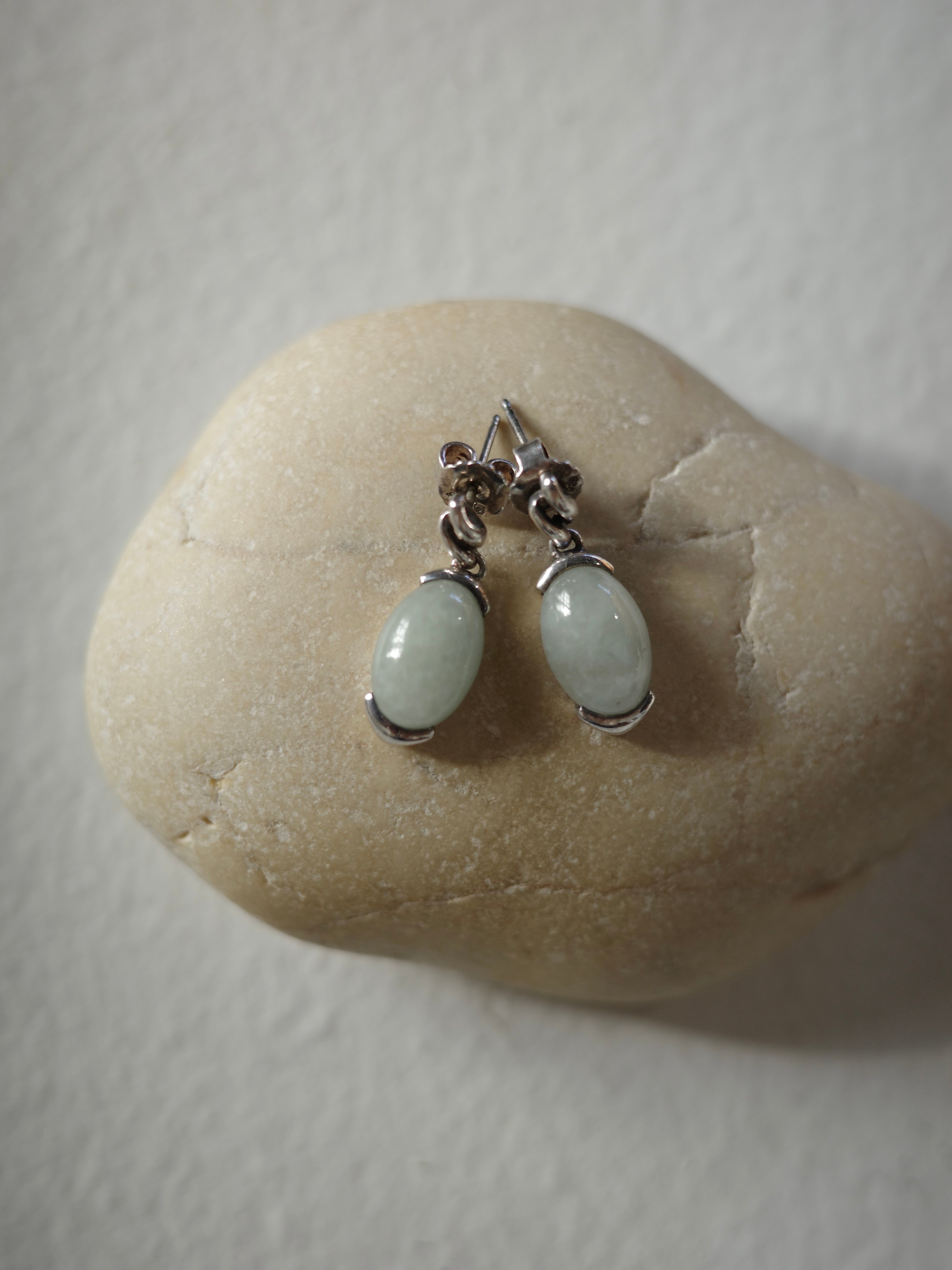 vintage silver925>green jade pierce | CherLife