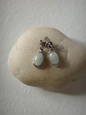 <vintage silver925>green jade pierce