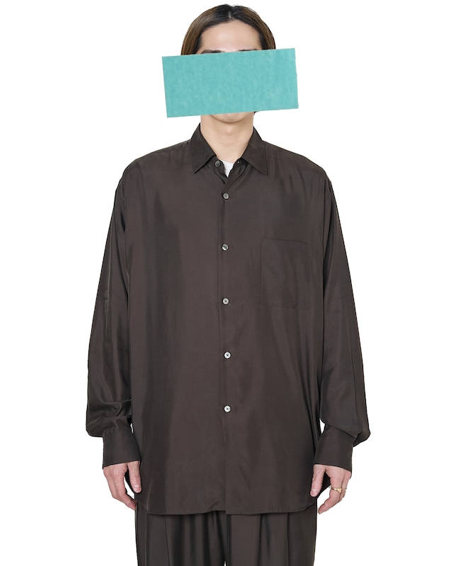 ssstein "CUPRO TWILL OVERSIZED LS SHIRT〔DARK BROWN〕"