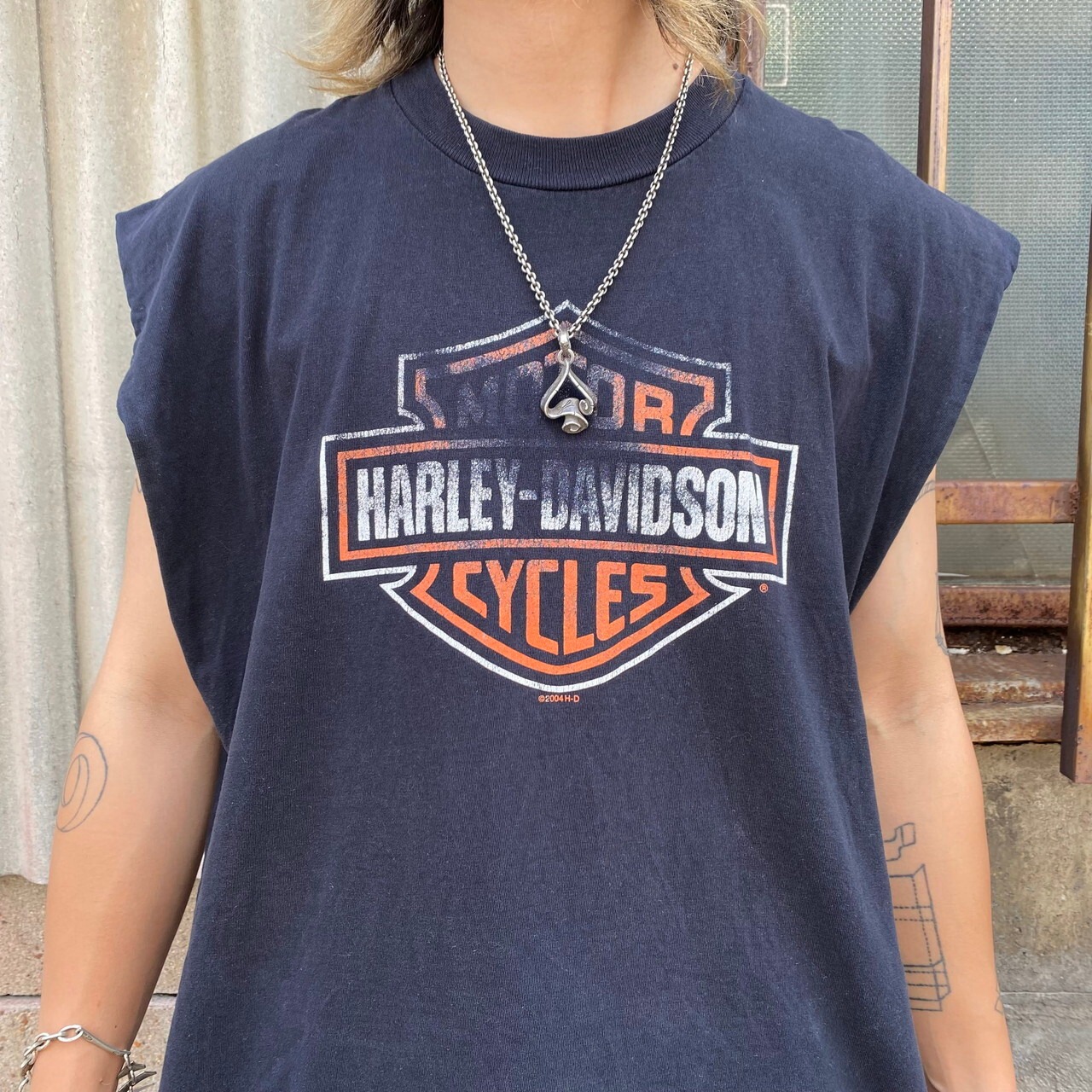 Harley-Davidson ハーレーダビッドソン フロントロゴプリント 両面 