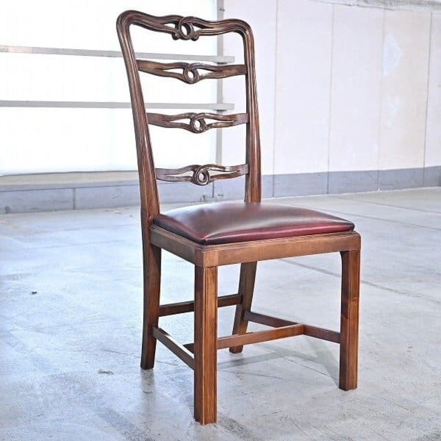 スペイン製 バロッサバレンティ ダイニングチェア 本革 椅子 マホガニー材 アールヌーボー VAROSA VALENTI【中古家具/中古インテリア/USED家具ユーズド家具/リサイクル】