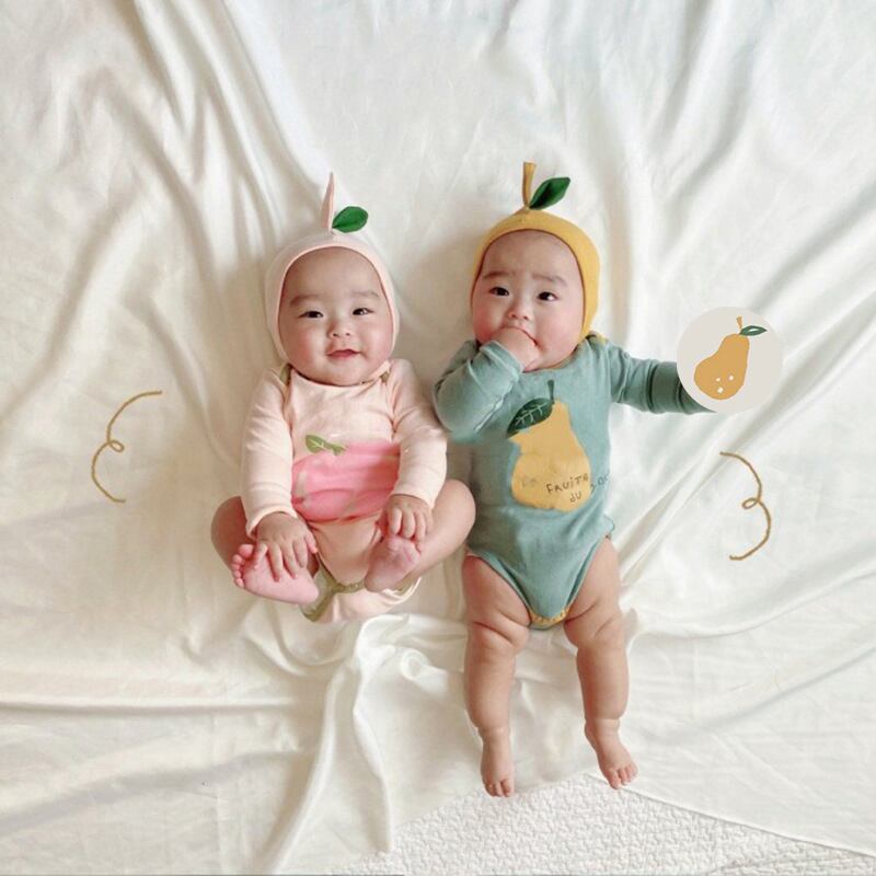 【BABY】秋新作 可愛いフルーツ柄ロンパース