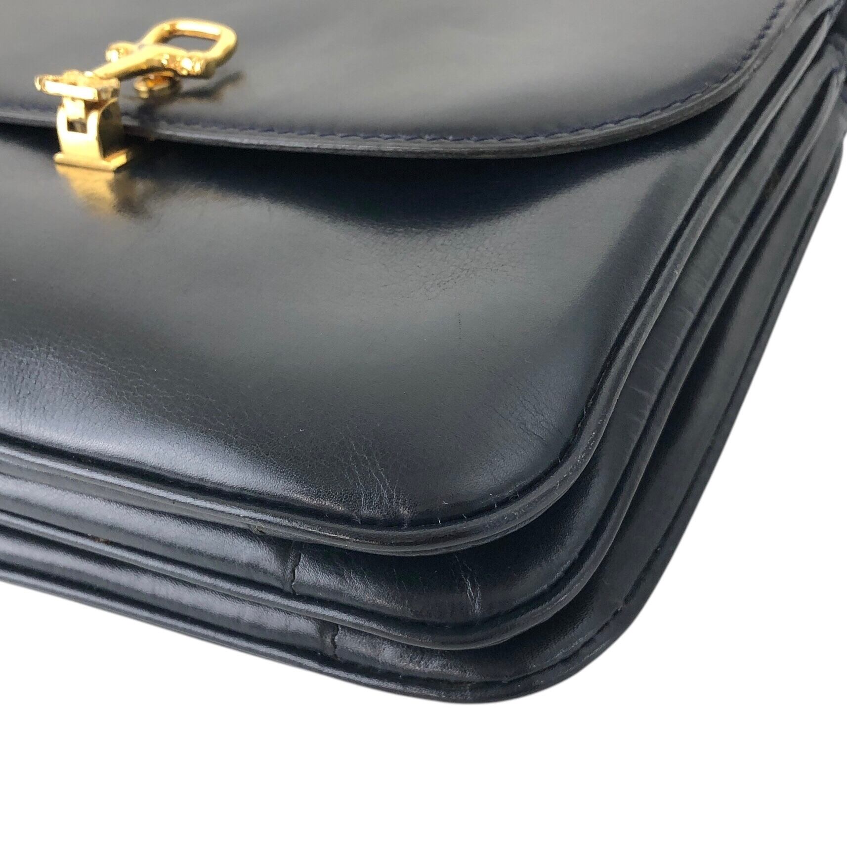 CELINE セリーヌ ショルダーバッグ ネイビー 馬車 レザー ミニバッグ