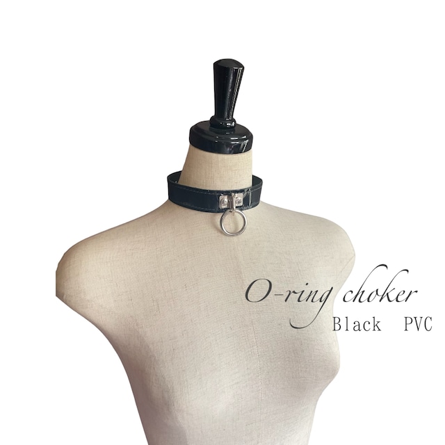 O-ring チョーカー　Black PVC 黒エナメル