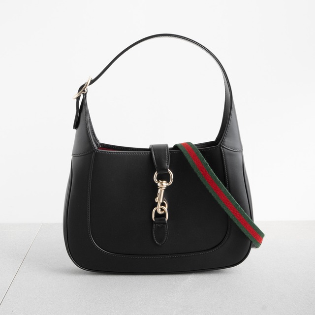 グッチ ジャッキー 1961 ミディアム ショルダーバッグ ブラック レッド レザー