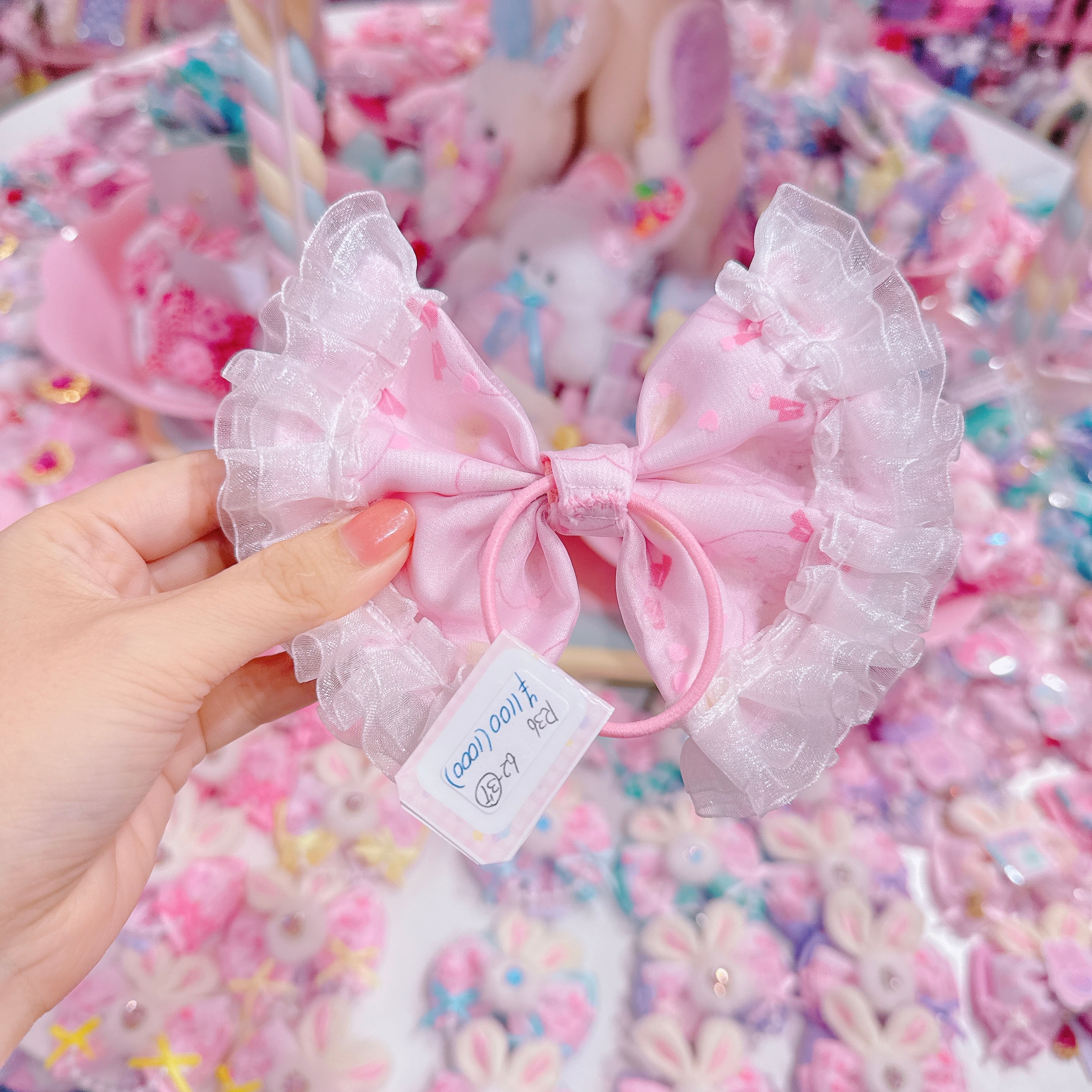 【R36】62-37フリルリボンヘアゴム