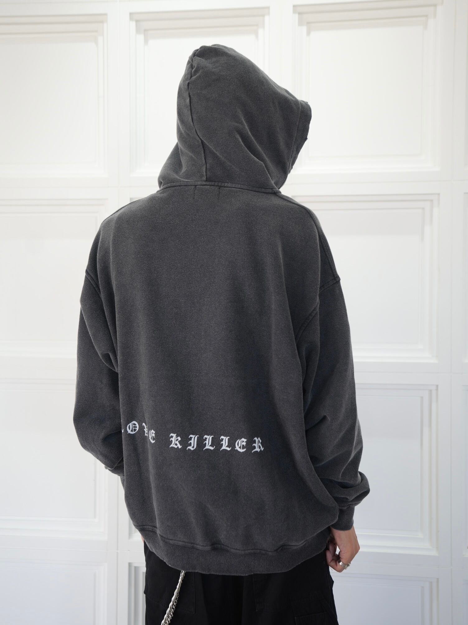 LOVE KILLER】Killer heart barbed wire oversize zip hoodie