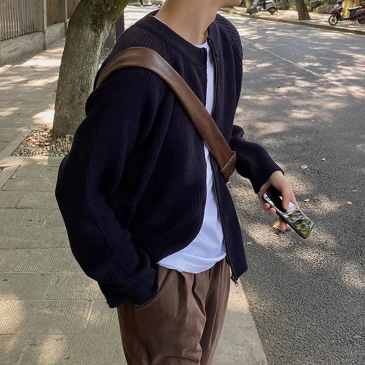 ジップアップシンプルカーディガン　921