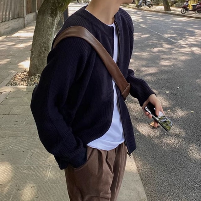 ジップアップシンプルカーディガン　921