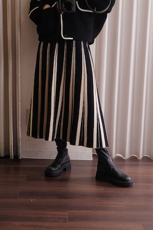 knit pleats skirt black