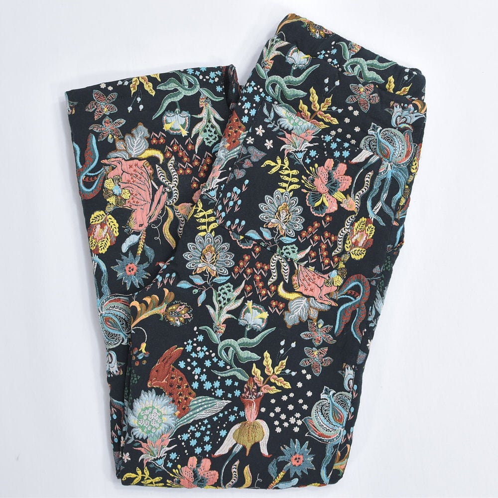 ZARA ザラ うさぎ&アニマル ジャガードデザイン 総柄 イージーパンツ INDITEX ヨーロッパブランド ブラック ファストファッション 古着 メンズS-Mサイズ