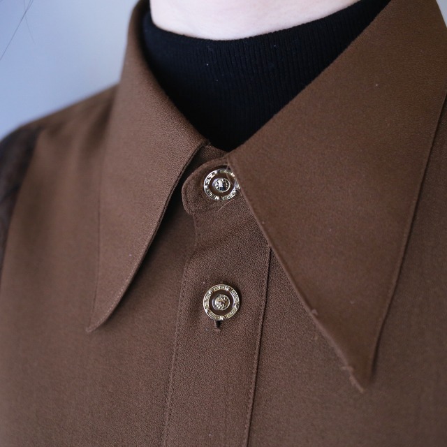 switching geometry pattern loose silhouette shirt