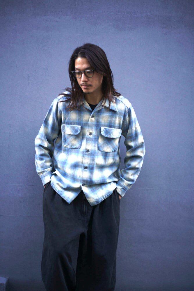 Pendleton [PENDLETON] Vintage Ombre Check Open Collar Wool Shirt