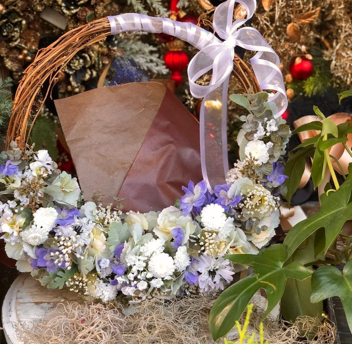 【新品】リースブーケ　プリザーブドフラワーリース 直径約30cm リースブーケ（造花）直径30㎝ | Lee.espoir リー・エスポワール