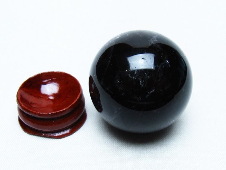 黒水晶（モリオン）　スフィア（丸玉） モリオン 丸玉 36mm 黒水晶 スフィア 置物 一点物 141-8083 | 天然石