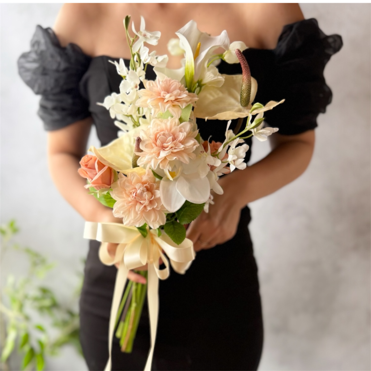 mmm ☆ｵｰﾀﾑｸﾗｯﾁﾌﾞｰｹ☆ダリア薔薇☆ﾌﾞｰﾄﾆｱ付き ウェディング mmm 様専用☆ｵｰﾀﾑｸﾗｯﾁﾌﾞｰｹ☆ダリア薔薇☆ﾌﾞｰﾄﾆｱ付き