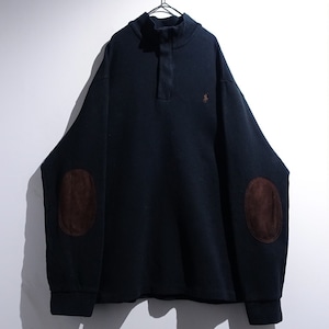"Ralph Lauren" Black Logo & Elbow Patch Design Cotton Knit