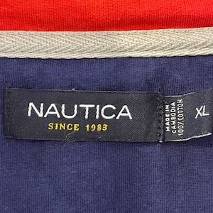 【NAUTICA】ハーフジップ 薄手 スウェット ワンポイントロゴ 刺繍ロゴ 胸ポケット XL ビッグサイズ ノーティカ US古着