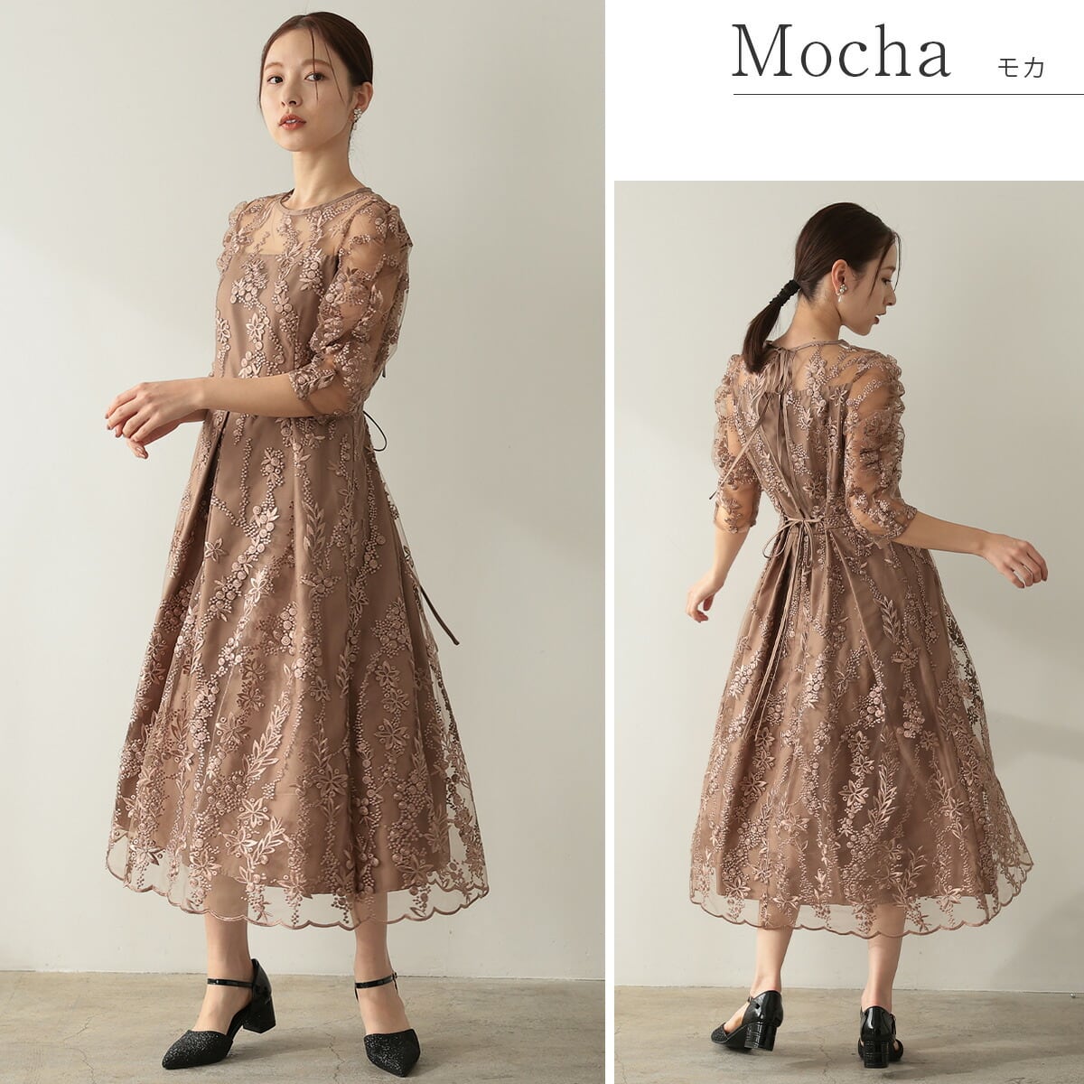 【未使用、タグ付き】結婚式やパーティに！後ろリボンが可愛いワンピース パーティードレス 結婚式 後ろリボン 可愛い ワンピース ドレス
