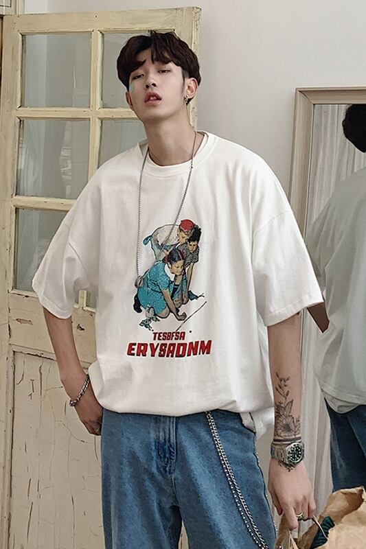 全3色 Tシャツ カットソー プリント カジュアル シンプル