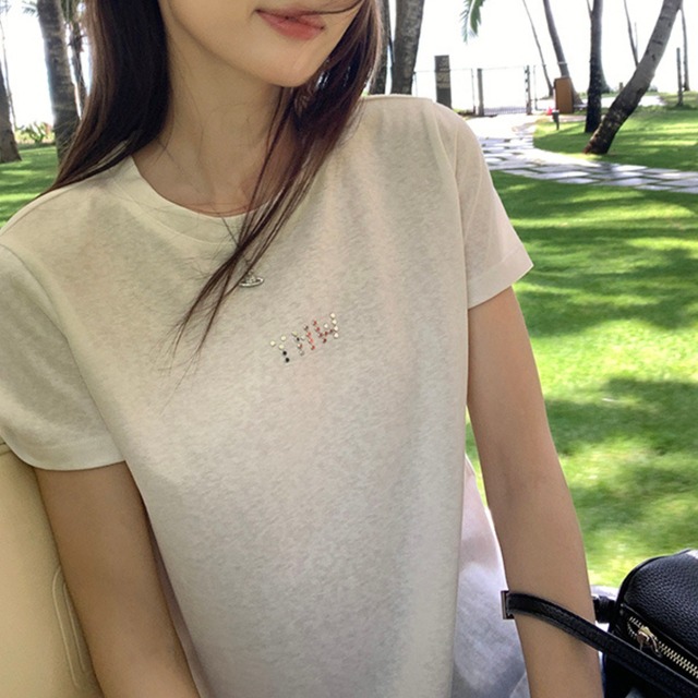 メタルストーンロゴTシャツ　M0331