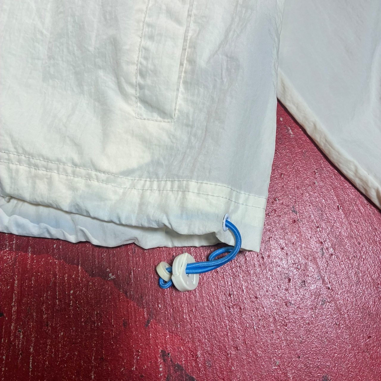 90s NIKE ハーフジップナイロンジャケット アイボリー ビッグスウィッシュ