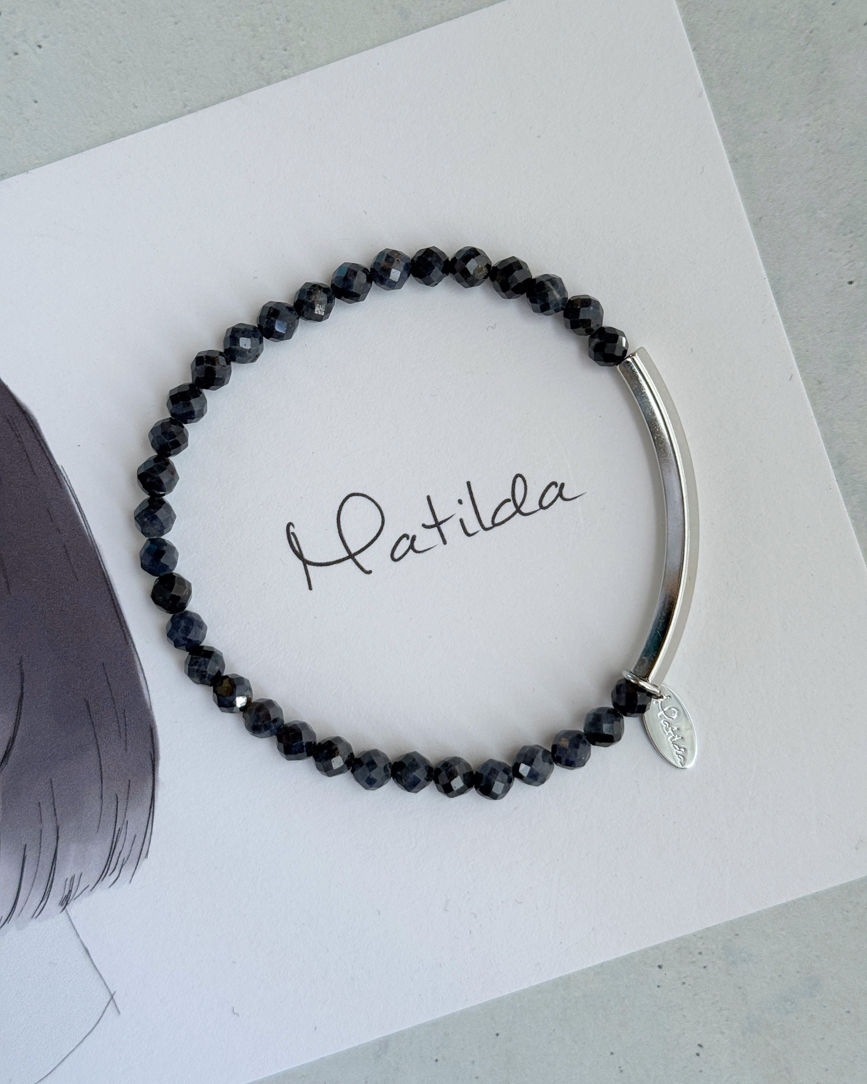 【再販】Tube & stone bracelet(サファイア)