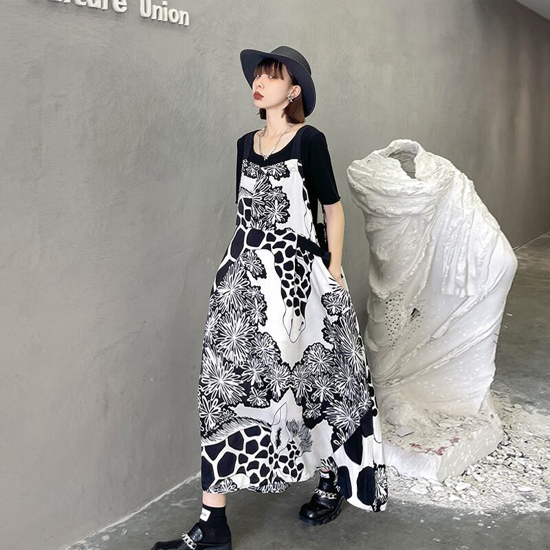 スカート サマー薄手ルーズアドバンスプリントロング 大人ガーリー スウィート キュート カジュアル 夏物 ラブタオタオダレンハウス51823742018