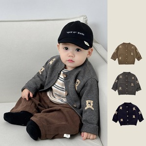 【BABY&KID】冬作クマ柄刺繍ニットカーディガン