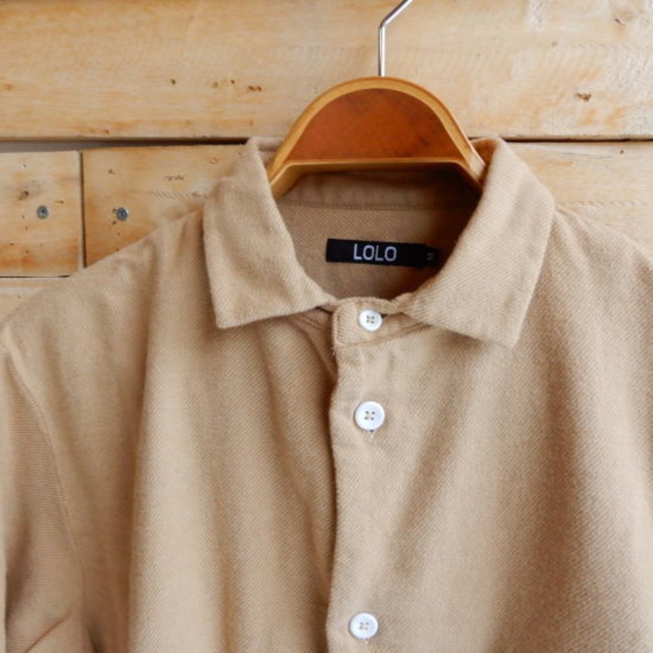 LOLO(ロロ)　起毛シャンブレー　ステッチ無しシャツ　キャメル　LS-351【送料無料】【SALE】